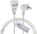 Clear Extension Cord 15 FT, Indoo/Outdoor 2 Prong Extension Cord by Yeatel