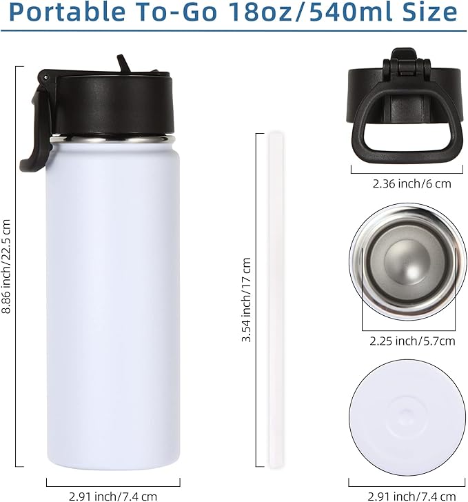 Volhoply 18oz Insulated Water Bottle Bulk 4 Pack, Kids Stainless Steel Water - Image 6