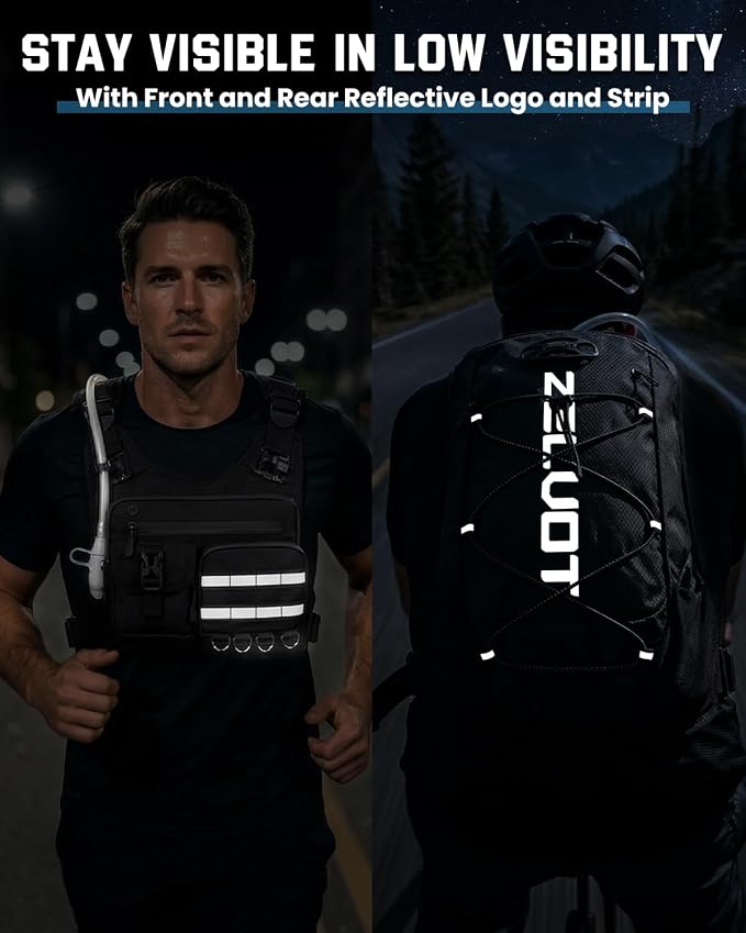 Zelvot Running Vest with 2L Water Bladder, 12L Hydration Backpack with Gear - Image 4
