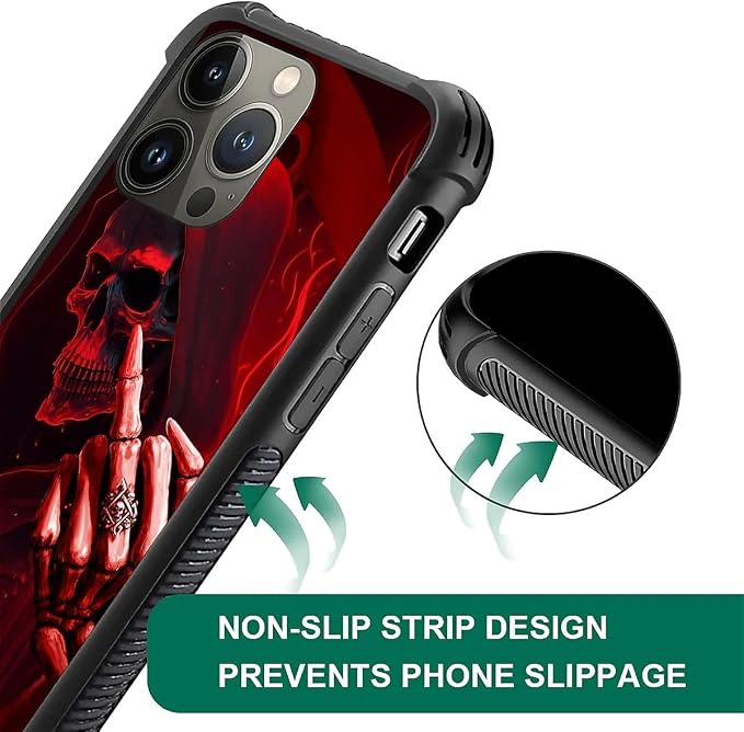 for iPhone 12 Pro Max Case, Gestures Funny Skull Pattern Graphic Design Girl - Image 6