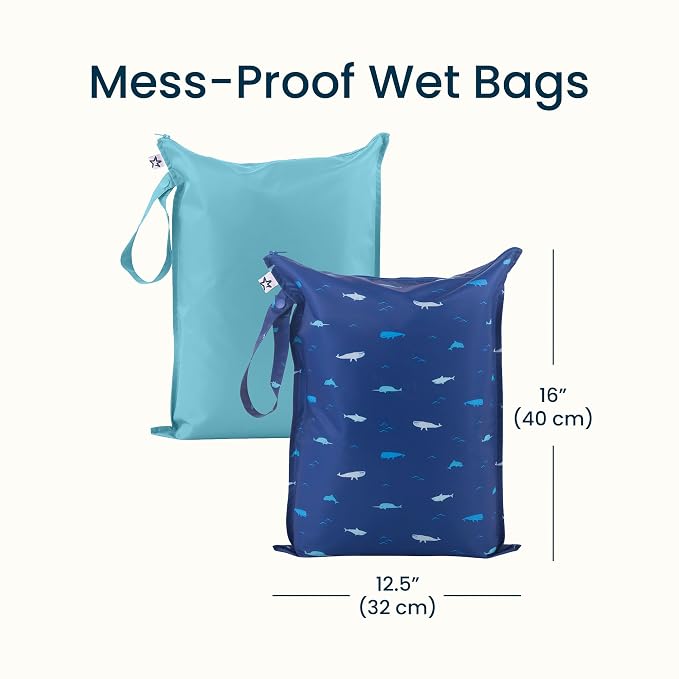 Tiny Twinkle Mess Proof Wet Bags | 2-Pack Reusable Waterproof Wet Bags - Image 5