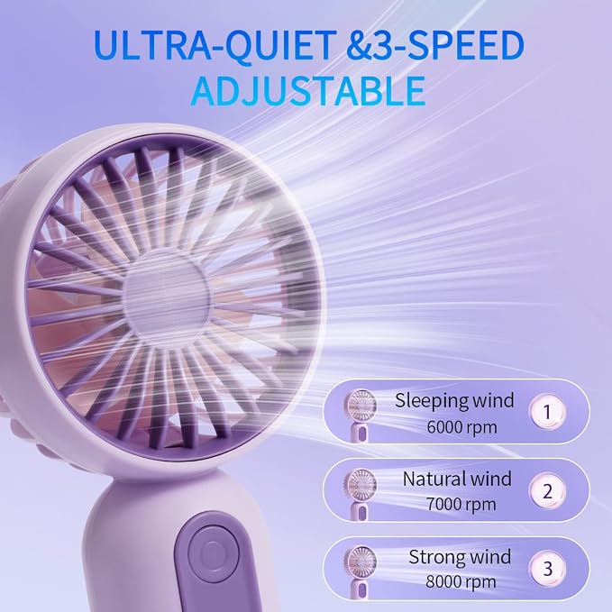VanSmaGo Portable Handheld Mini Fan, USB Rechargeable Personal Fan, Battery - Image 2