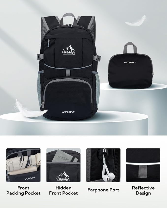 WATERFLY Hiking Packable Daypack Backpack: 25L Ultra Lightweight Day Pack - Image 3
