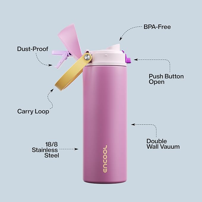 Insulated Water Bottle with Straw - Image 4