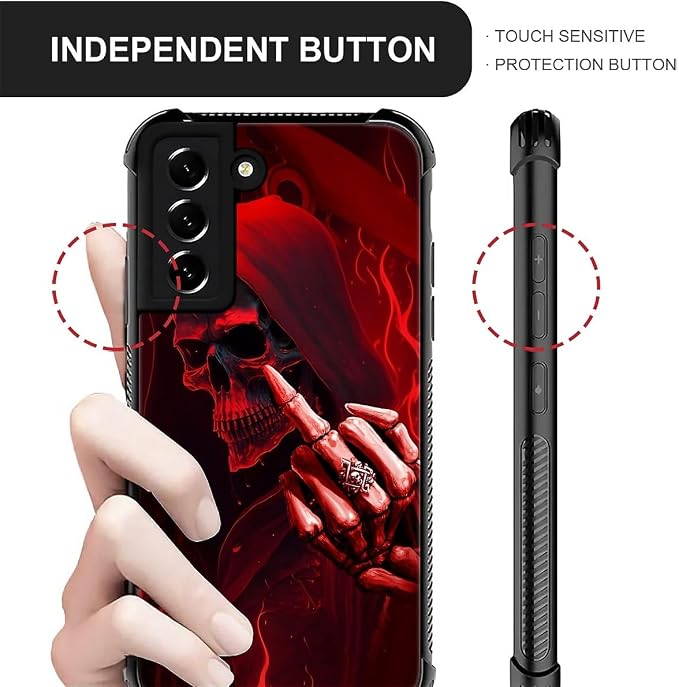 for Samsung Galaxy S22 Plus Case, Gestures Funny Skull Pattern Graphic Design - Image 4