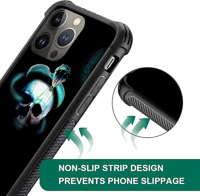 for iPhone 14 Pro Max Case, Skeleton Winding Snake Pattern Graphic Design Girl - Image 2
