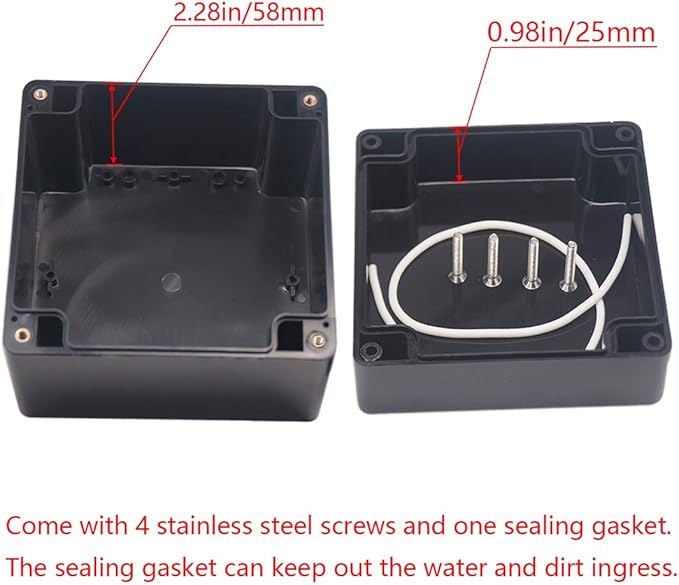 2 Pack Project Box IP65 Waterproof Junction Box ABS Plastic Black Electrical - Image 4