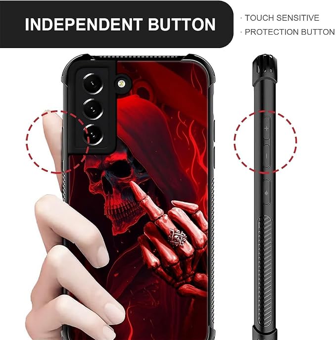 for Samsung Galaxy S21 Case, Gestures Funny Skull Pattern Graphic Design Girl - Image 3