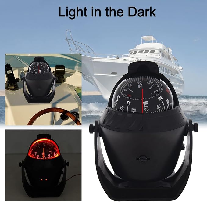 Marine Compass for Boat LED Light Navigation Pivoting Electronic Automotive - Image 5