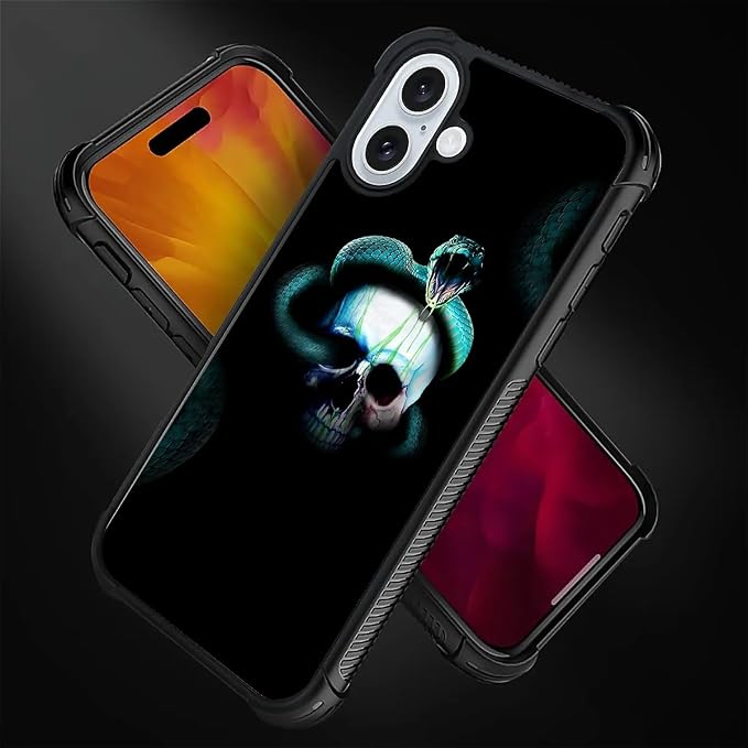 for iPhone 16 Case, Skeleton Winding Snake Pattern Graphic Design Girl Boy Soft - Image 4