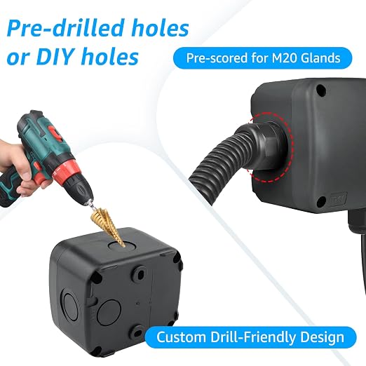SuperInk Waterproof Black Junction Box, IP66 Outdoor Electrical Enclosure - Image 7