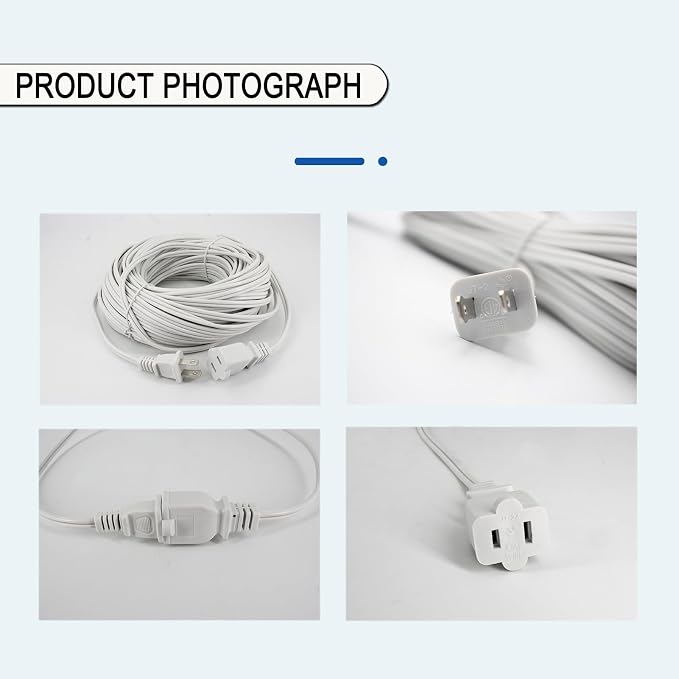 100 FT White Extension Cord, 2 Prong Extension Cord 18AWG SPT-2 Flat Cord - Image 6