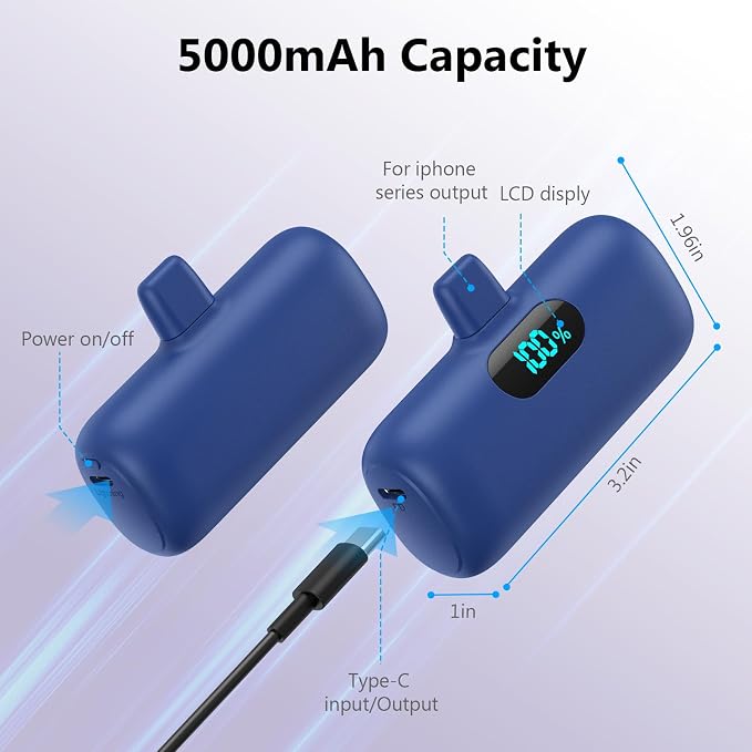 Mini Portable Charger for iPhone, Upgraded 5000mAh PD Fast Charging Battery Pack - Image 4