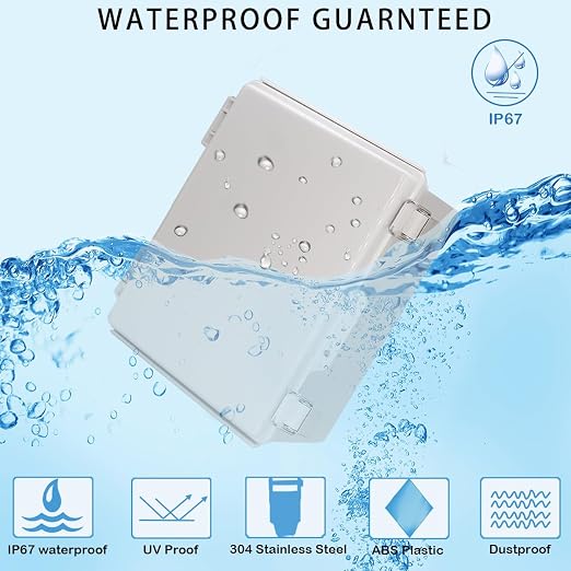 Zulkit Junction Box, IP67 Waterproof Electrical Box Hinged Cover Stainless - Image 2