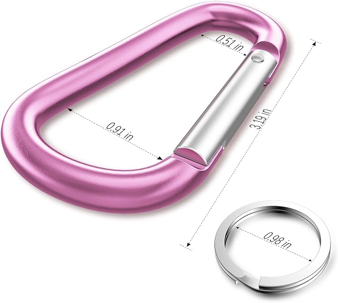 sprookber 3" Aluminum Carabiner D Ring, Caribeener Clips, Spring Snap Hook - Image 2