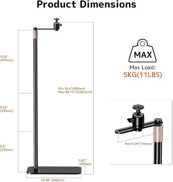 PUTORSEN Universal Projector Stand – Height Adjustable & 360° Rotatable Mount - Image 6