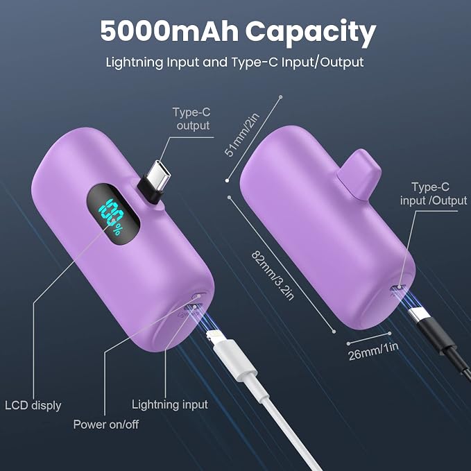 Small Portable Charger for iPhone 17/16/15 Series, 5000mAh 3A PD USB C Power - Image 7