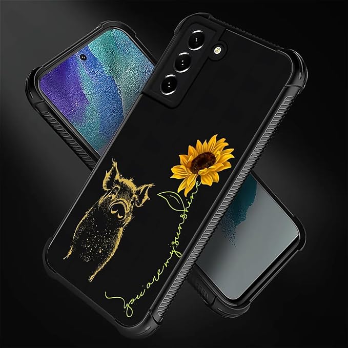 for Samsung Galaxy S21 FE Case, Pig Sunflower Yellow Sunshine Pattern Graphic - Image 2