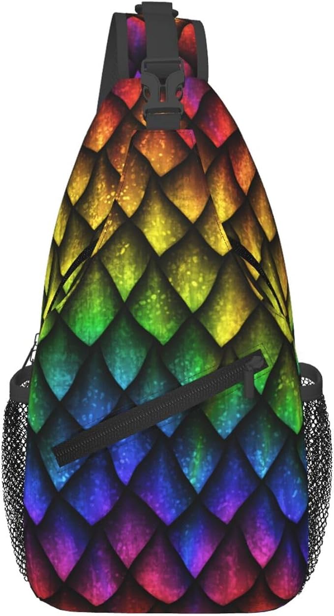 Dragon Scale Sling Bag For Women Men Fashion Animals Skin Backpack Crossbody by Unknown