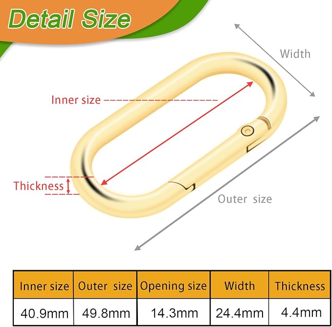 10Pack Oval Large Carabiner Clip, Metal Spring Carabiner Clips - Image 2