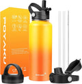 Water Bottle Insulated 32oz 40oz 64oz 128oz Straw Lid Spout Lid & 3 Lids by POYAKU