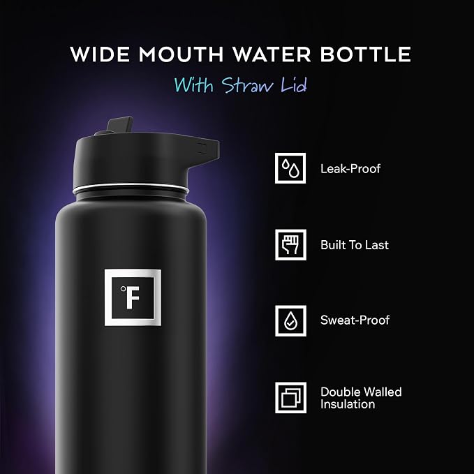 IRON °FLASK Camping & Hiking Hydration Flask - 40 oz Blue Waves - Image 2
