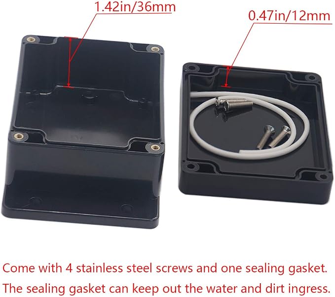 2 Pack Project Box IP65 Waterproof Junction Box ABS Plastic Black Electrical - Image 4