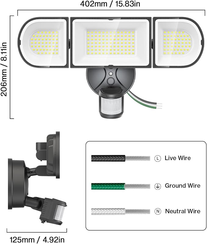 Olafus 180W Motion Sensor Outdoor Lights, 18000LM Dusk to Dawn LED Flood Lights - Image 3