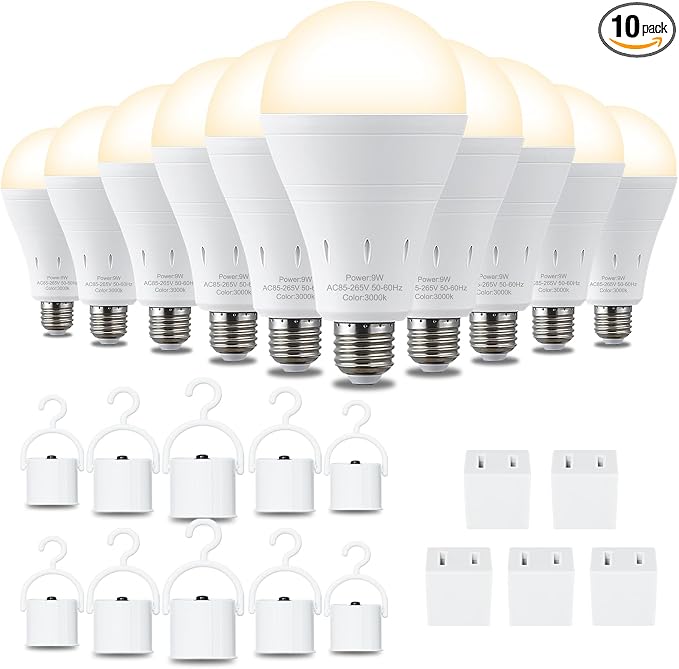 DEBAOBULB 10 Pack Rechargeable Emergency Light Bulbs, Battery Powered LED Light by DEBAOBULB