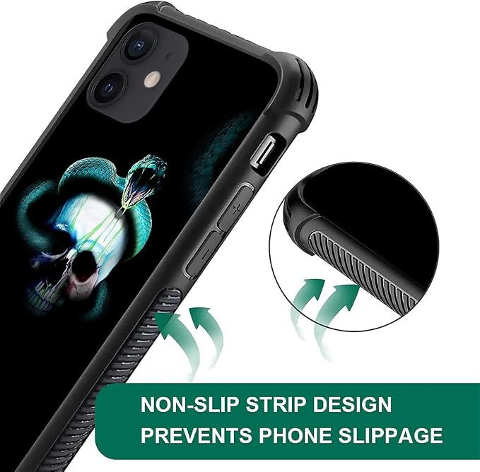 for iPhone 12/12 Pro Case, Skeleton Winding Snake Pattern Graphic Design Girl - Image 5