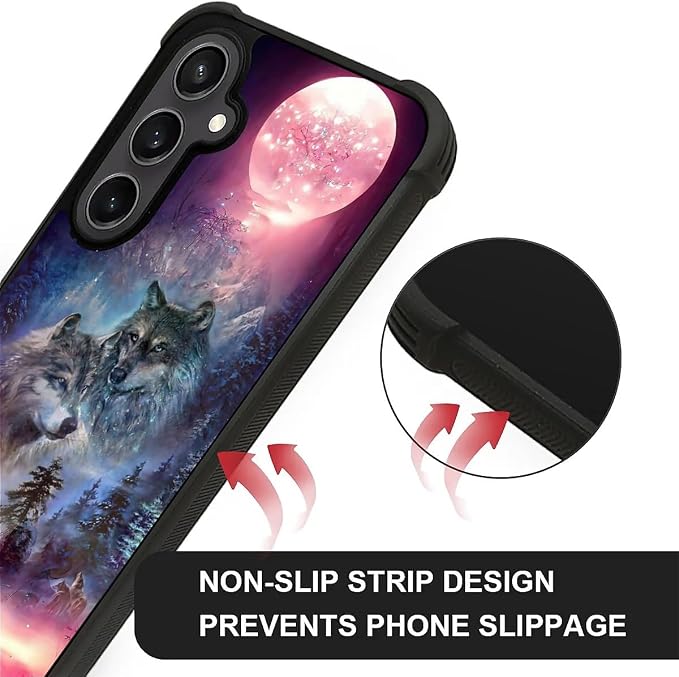 for Samsung Galaxy S23 FE Case, Star Two Wolfs Howling Pattern Graphic Design - Image 5