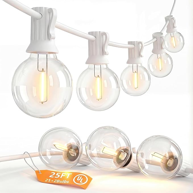 SUNSGNE 25FT G40 LED White Outdoor String Lights by SUNSGNE