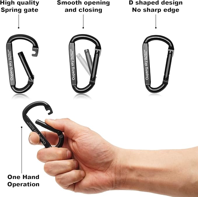 Carabiner Clip, 855lbs，3" Heavy Duty D Ring Caribeener Clips, Carabiner - Image 2