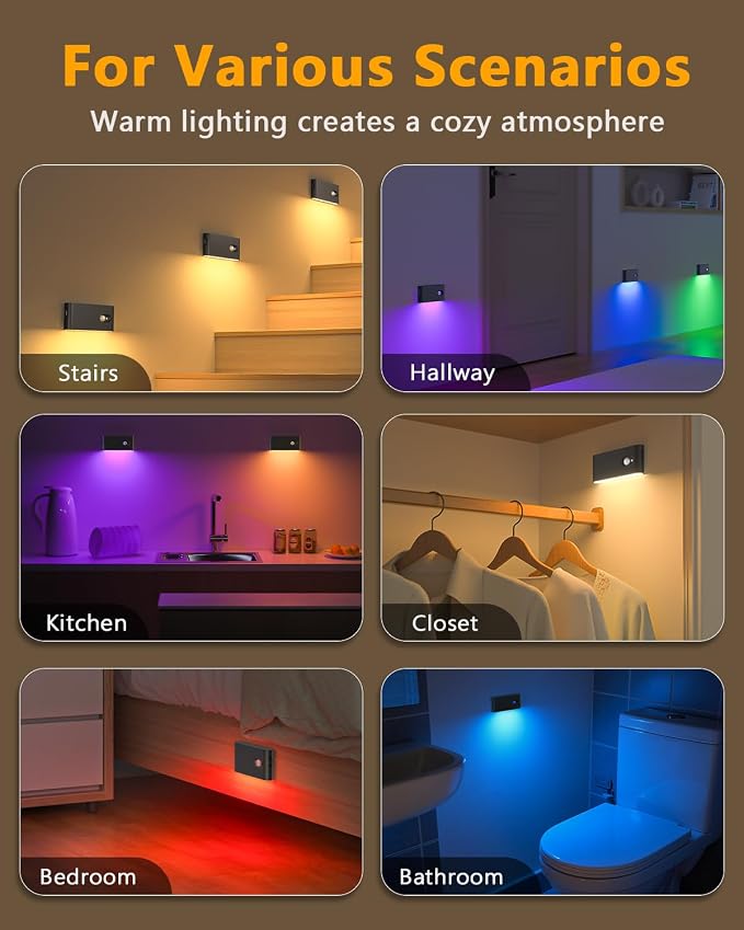 WILLED Stair Lights Indoor Rechargeable, RGB & Warm White Color Changing Night - Image 2