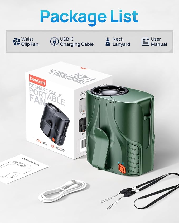 Portable Personal Waist Fan& Neck Fan, 14000RPM Brushless Motor, 40H Runtime - Image 9