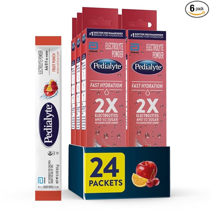 Pedialyte Fast Hydration Electrolyte Powder Packets, Fruit Punch, Hydration by Pedialyte