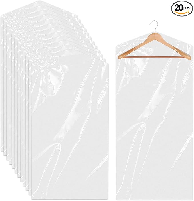 20 Pack Plastic Garment Bags Clear Dress Covers by Sliverdew