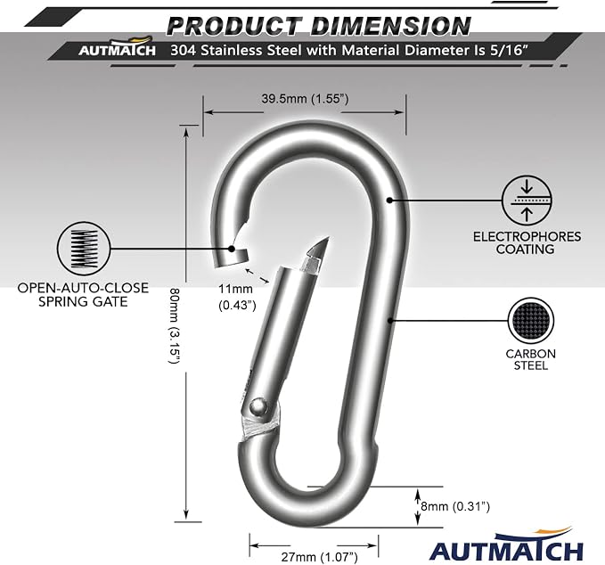 AUTMATCH Carabiner Clips, 4 Pack - Image 4