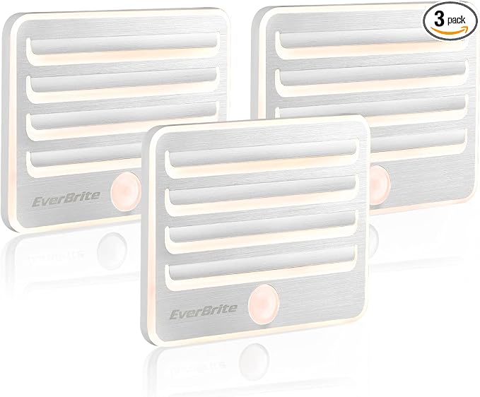 EverBrite Motion Sensor Night Lights, LED Soft Warm Light, Battery Powered Auto by EverBrite