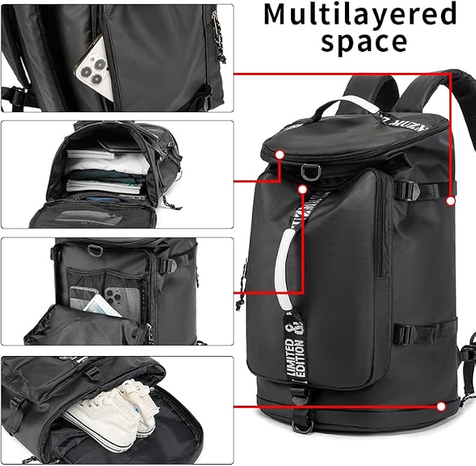 Gym Duffle Bag Waterproof black Laptop Backpack Suitable - Image 4