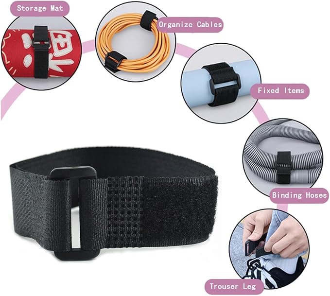 12 Pack Reusable Fastening Cable Ties and Cable Straps, Adjustable - Image 2
