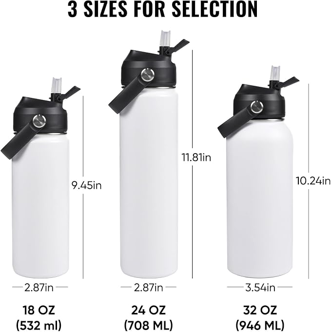 Fijinhom 24oz Insulated Stainless Steel Water Bottle, Wide Mouth Double Wall - Image 2