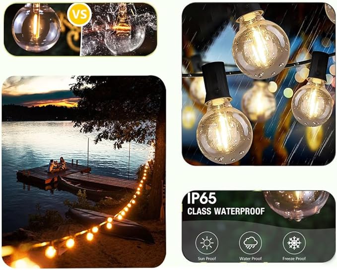 Lampat String Lights, LED 25 Light Bulbs 25Ft G40 Globe String Lights - Image 4