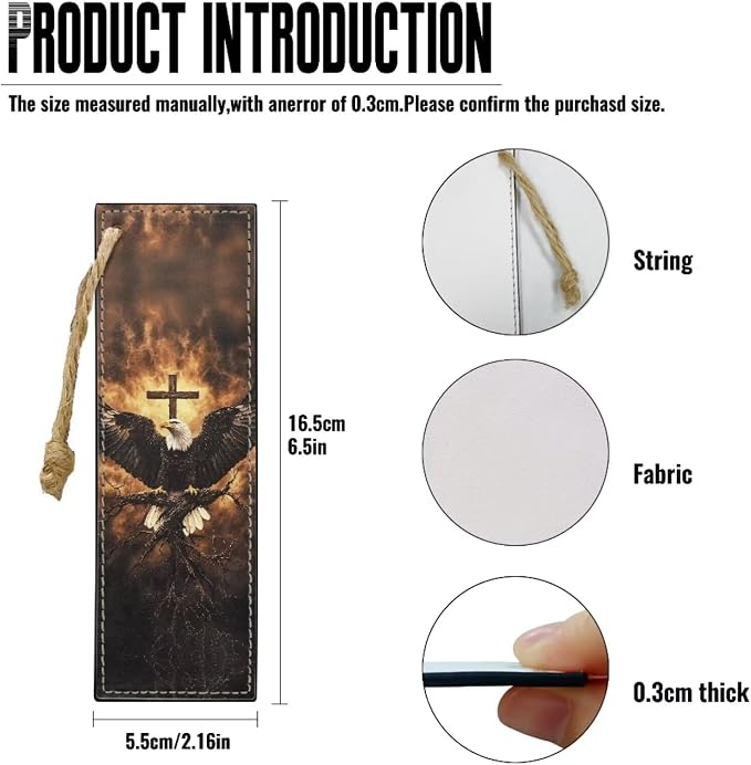 Small Bible Cover Case for Women Men Bald Eagle and Cross Print PU Leather - Image 6