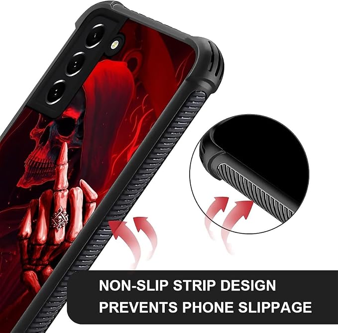 for Samsung Galaxy S22 Plus Case, Gestures Funny Skull Pattern Graphic Design - Image 2