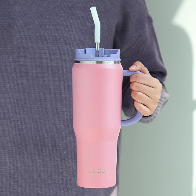 EALGRO 40 oz Tumbler with Handle, Insulated Tumblers with Lid and Straw - Image 4