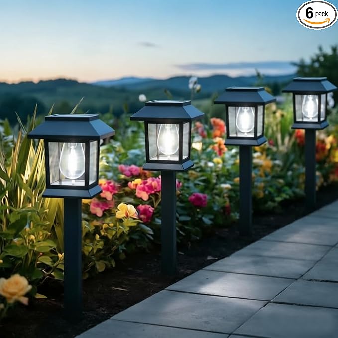 Greluna Solar Lights Outdoor, 6 Pack 6000K Waterproof Auto On/Off Solar Pathway by Greluna