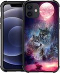 for iPhone 12 Mini Case, Star Two Wolfs Howling Pattern Graphic Design Girl Boy by FKBRCL4U