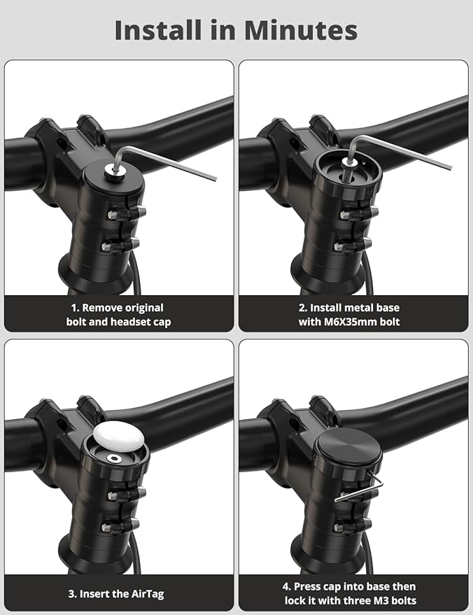 SUPMEGA Bike Mount for AirTag, Hidden Bicycle Stem Cap Mount for AirTag - Image 7
