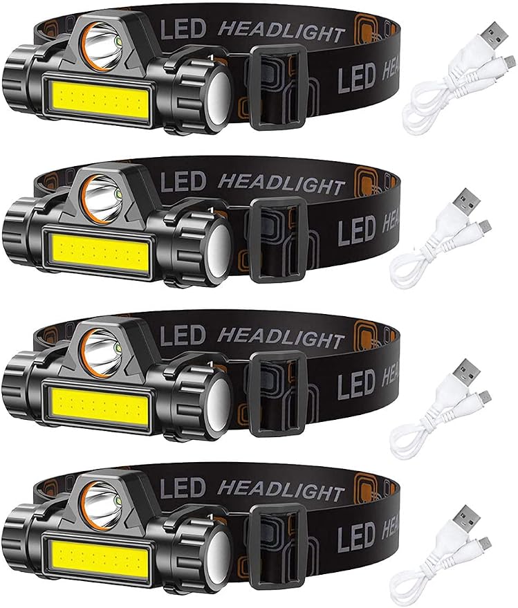LED headlamp Flashlight 4-Pack Rechargeable Headlight by Unknown